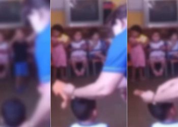 Vídeo foi publicado pela própria creche nas redes sociais. Agressão foi percebida pela mãe da criança (Foto: Reprodução)