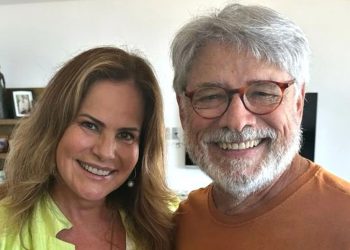 Renata Ceribelli e Sérgio Chapelin gravaram para o Fantástico, que vai ao ar neste domingo (26) (Foto: Lucio Rodrigues/TV Globo)