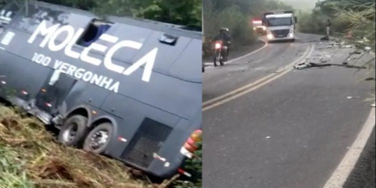 Acidente entre ambulância e ônibus da banda Moleca 100 Vergonha deixa um morto na BR-316, no Piauí