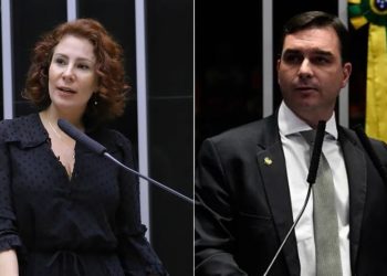 O Senador Flávio Bolsonaro (PL-RJ) e a deputada federal Carla Zambelli (PL-SP) (Foto: Arquivo)
