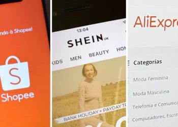 Apps da Shopee, Shein e AliExpress (Foto: Vivian Souza/g1; Reprodução/Shein e Aline Lamas/g1)