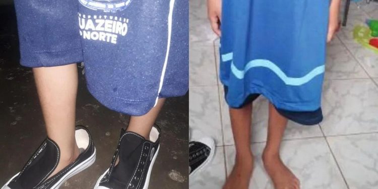 Alunos recebem fardas e sapatos ‘gigantes’ em Juazeiro do Norte