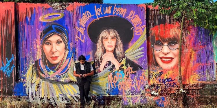 Artista cratense pinta mural em homenagem a Rita Lee