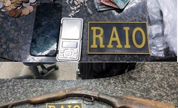 Ações do CPRaio apreendem arma de fogo e drogas em Crato