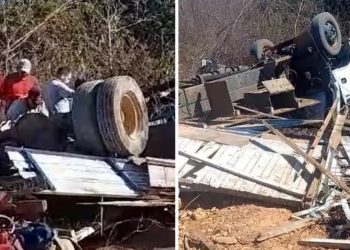 Acidente de caminhão foi registrado na zona rural de Aiuaba (Foto: Reprodução)