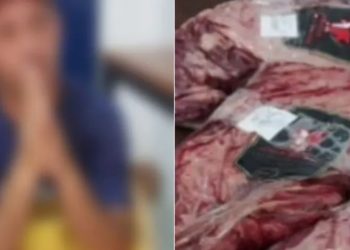 Agente de endemias é preso por furtar peças de picanha em supermercado em Juazeiro do Norte (Foto: Reprodução)
