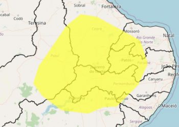 Ventos fortes vão atingir cidades das regiões do Cariri, Centro-Sul, Sertão Central e Vale do Jaguaribe (Foto: Inmet)