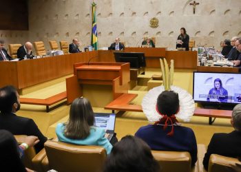 Sessão do STF sobre a tese do marco temporal (Foto: Antônio Cruz/Agência Brasil)