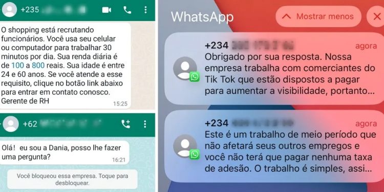 Números estrangeiros desconhecidos têm entrado em contato com usuários de WhatsApp (Foto: Reprodução)