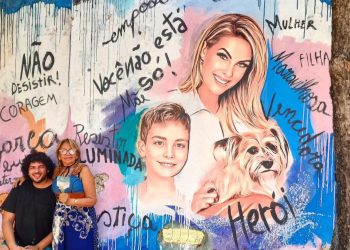 Artista Wanderson Petrova homenageou Ana Hickmann com mural no Crato (Foto: Deivison Braga/Divulgação)