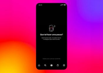 Notificação "que tal dar uma pausa" do Instagram. Objetivo do alerta é desestimular uso do aplicativo durante à noite (Foto: Reprodução/Instagram)