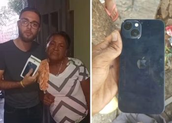 Gari encontra iPhone perdido e devolve ao dono, em Juazeiro do Norte (Foto: Reprodução)