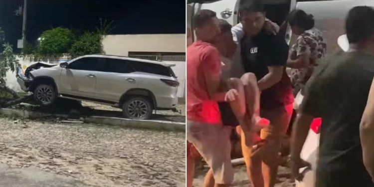 Prefeito de cidade no Ceará bate caminhonete em árvore e é socorrido por moradores
