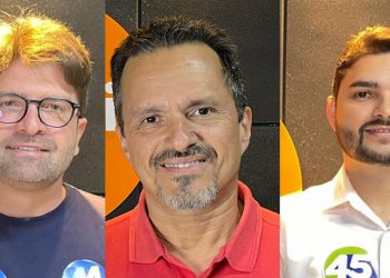 Dr. Aloísio (União Brasil), André Barreto (PT) e Lucas Brasil (PSDB) (Foto: Reprodução/No Cariri Tem)