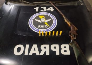 Arma e munições apreendidas pela Polícia Militar (Foto: Divulgação/PMCE)