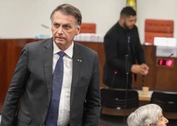 Bolsonaro durante interrogatório na 1ª Turma do STF sobre trama golpista (Foto: Valter Campanato/Agência Brasil)