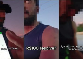 Homem tenta subornar agente de trânsito com R$ 100 para evitar apreensão de motocicleta, em Juazeiro do Norte (Foto: Reprodução)