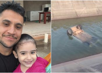 Pai e filha morrem em acidente após carro cair em canal da transposição em Brejo Santo