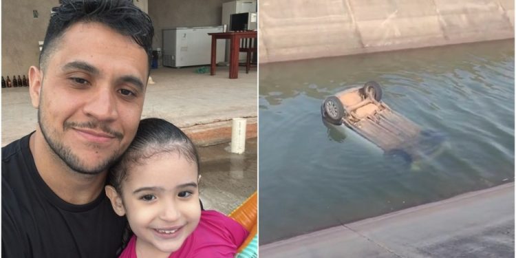 Pai e filha morrem em acidente após carro cair em canal da transposição em Brejo Santo