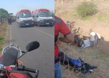 Colisão ocorreu na rodovia estadual CE-152, nas proximidades do sítio Pombos (Foto: Reprodução)