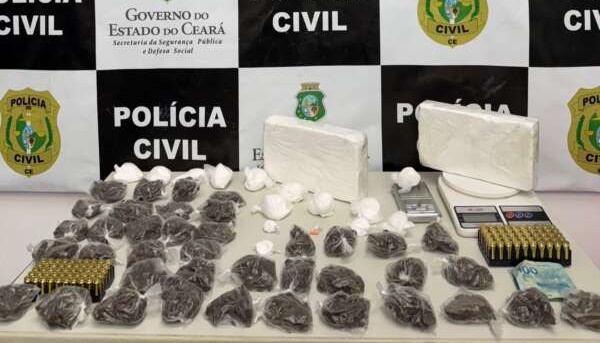 Polícia Civil prende homem com 2,8 kg de drogas e 100 munições em Juazeiro do Norte
