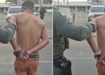 Anderson Silva Araújo, de 29 anos, foi preso após agredir a companheira com uma pá, em Barbalha (Foto: Reprodução)