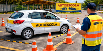 No lugar da manobra, o candidato deverá realizar um teste de estacionamento ao final do percurso prático (Imagem gerada por IA)